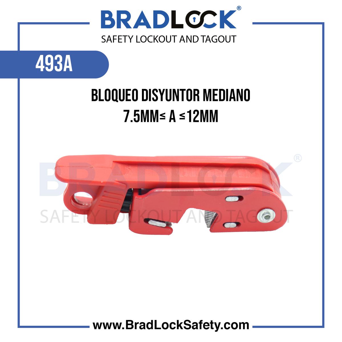BRADLOCK - Bloqueo para disyuntor mediano con palanca simple 75mm≤ a ≤12mm