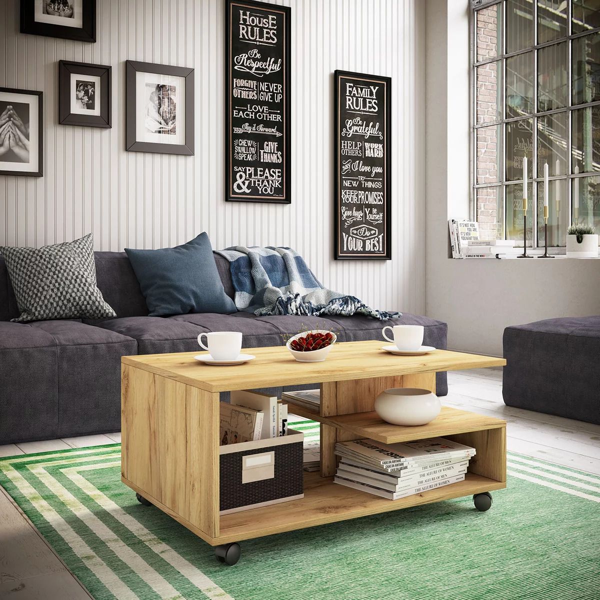 TU MESITA - Mesa de Centro con ruedas Eliza color Duna TU MESITA