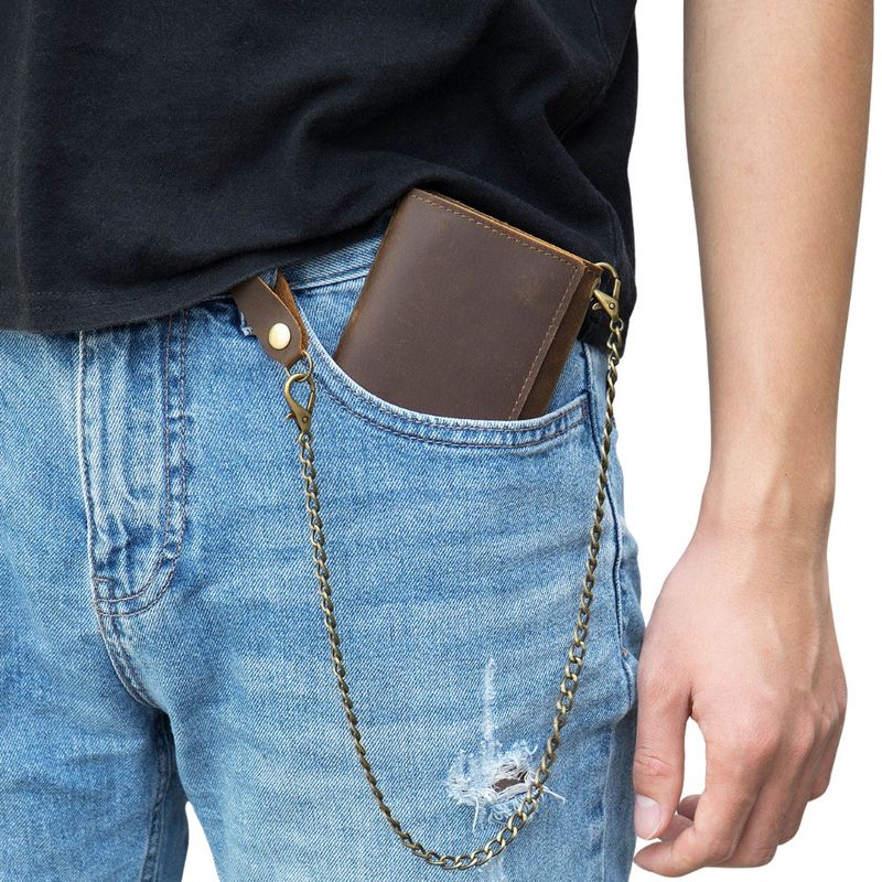 GENERICO - Billetera J-kavis de Cuero Vacuno de 3 cuerpos 7338 Con Cadena