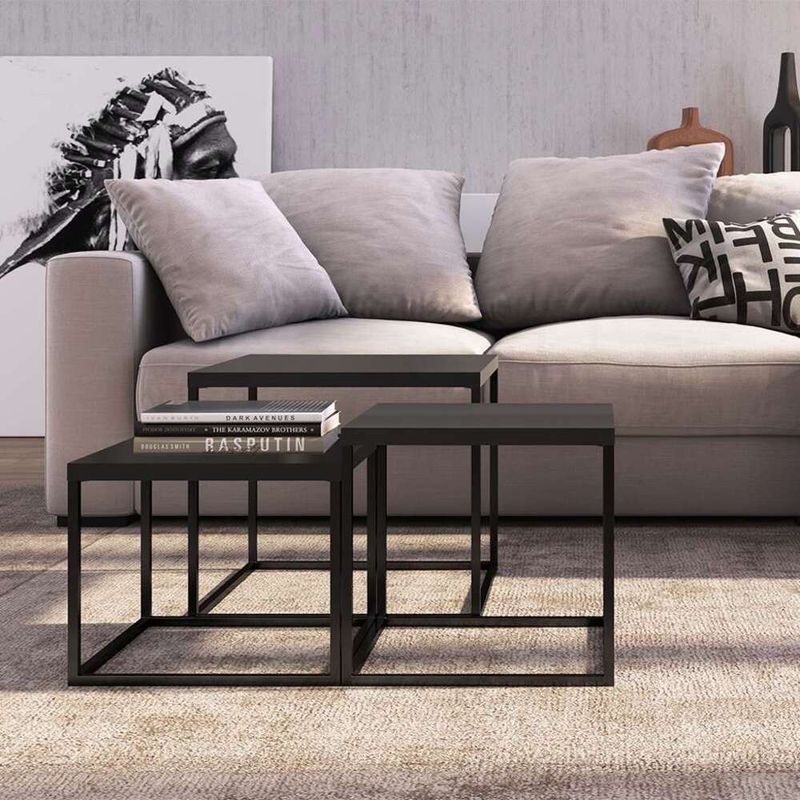 TU MESITA - Mesas de Centro set x3 Hanna color Negro TU MESITA
