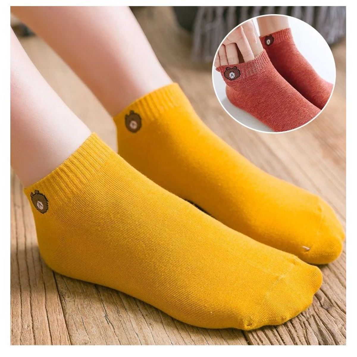 GENERICO - 10 pares de Medias para Mujer diseño Osito - Medias tobilleras