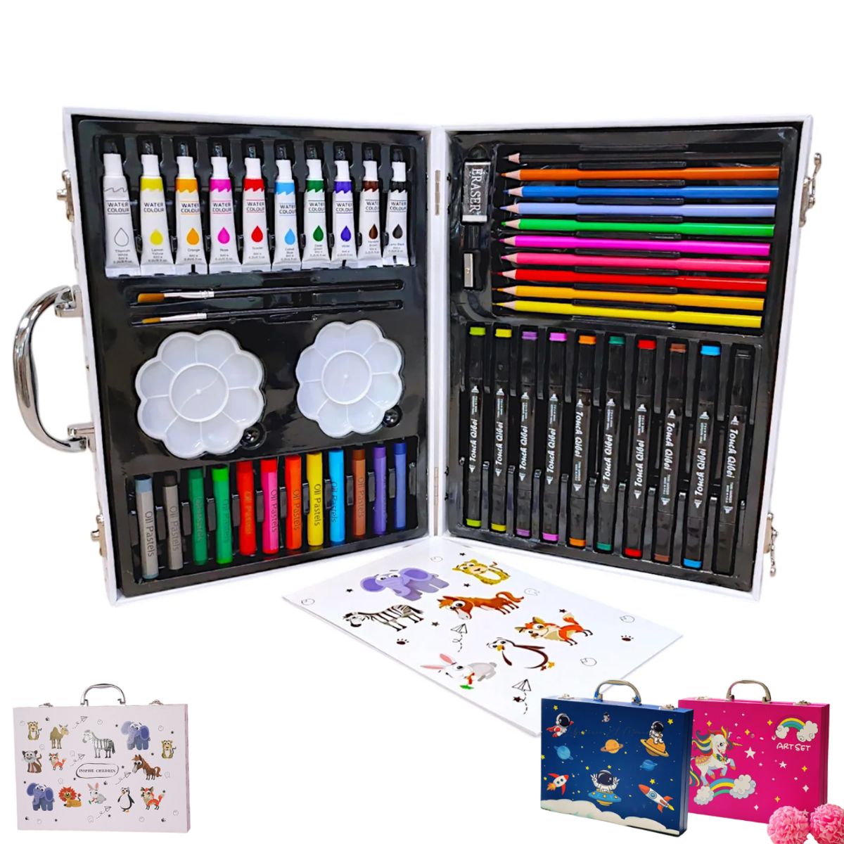 INSPIRA MARKET - Set de Arte Plumones Lápices Crayolas Acuarelas de Colores 68 pzs Aleatorio