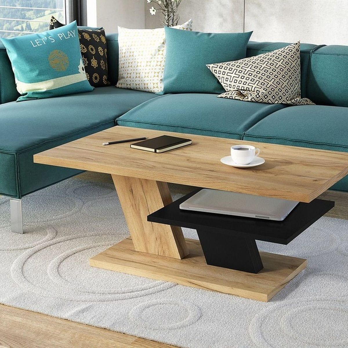 TU MESITA - Mesa de Centro Elegante Lola color Duna/Negro TU MESITA