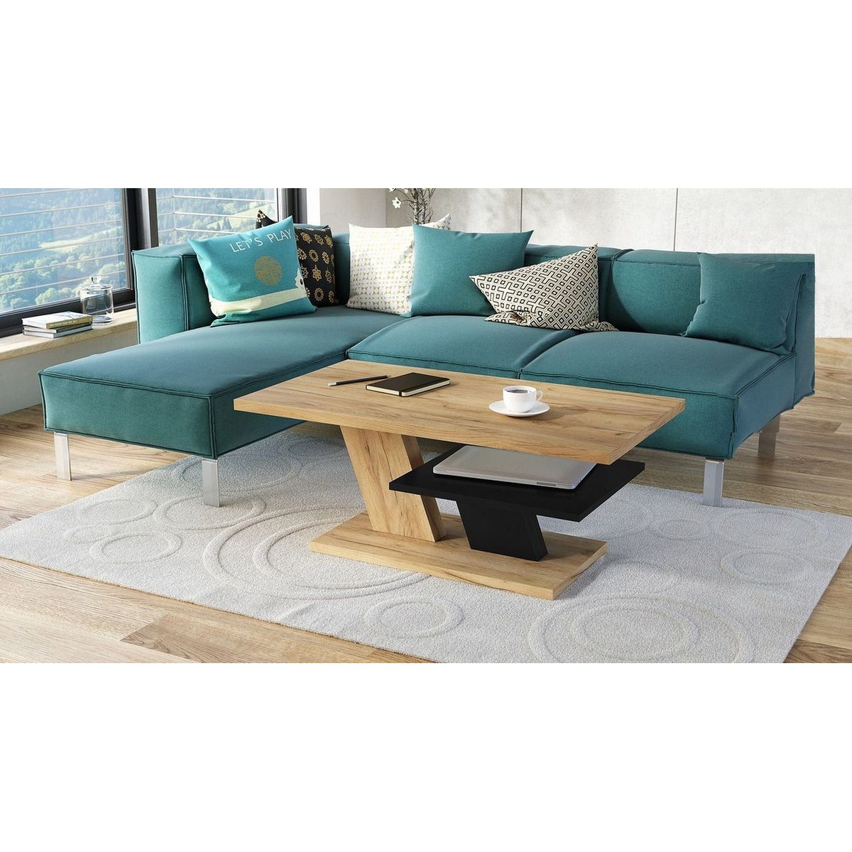 TU MESITA - Mesa de Centro Elegante Lola color Duna/Negro TU MESITA