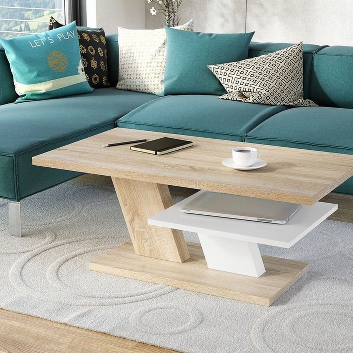 TU MESITA - Mesa de Centro Elegante Lola color Duna/Blanco TU MESITA