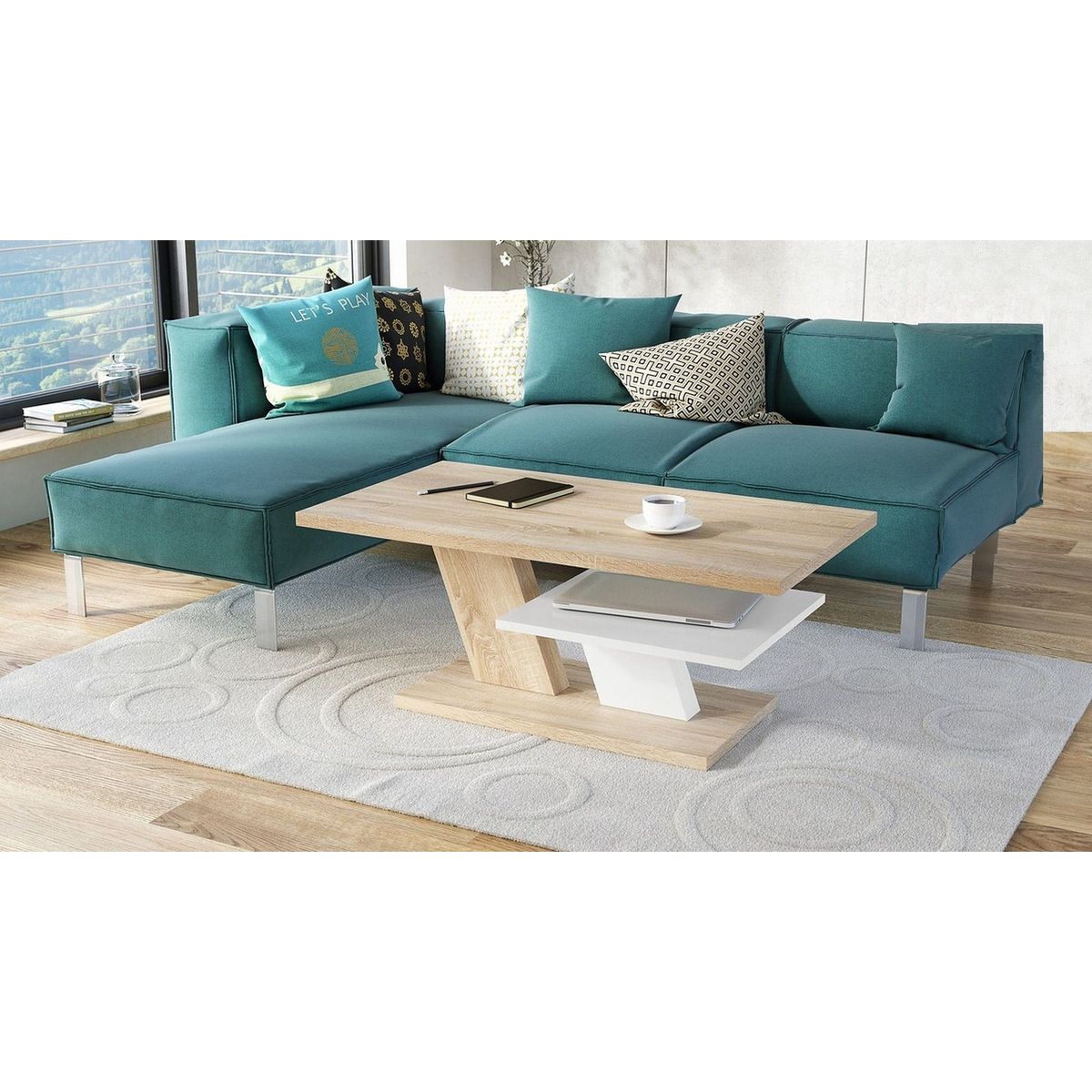 TU MESITA - Mesa de Centro Elegante Lola color Duna/Blanco TU MESITA
