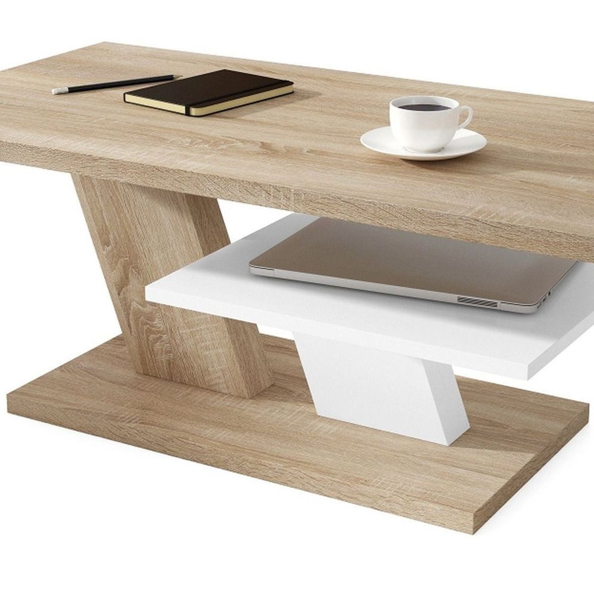 TU MESITA - Mesa de Centro Elegante Lola color Duna/Blanco TU MESITA