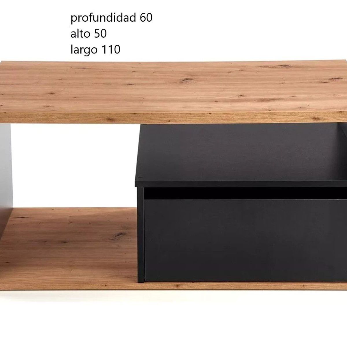 TU MESITA - Mesa de centro 1 cajon Natashta color Haya/Negro TU MESITA