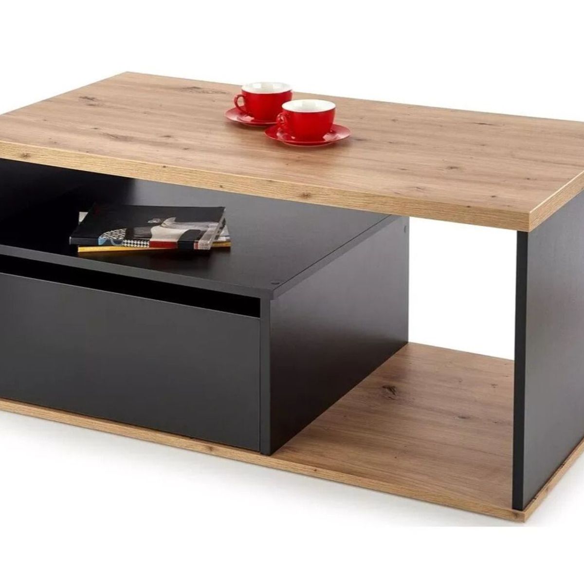 TU MESITA - Mesa de centro 1 cajon Natashta color Haya/Negro TU MESITA