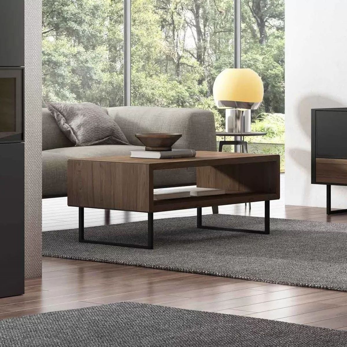 TU MESITA - Mesa de Centro con base metalica Bruno color Marrón TU MESITA