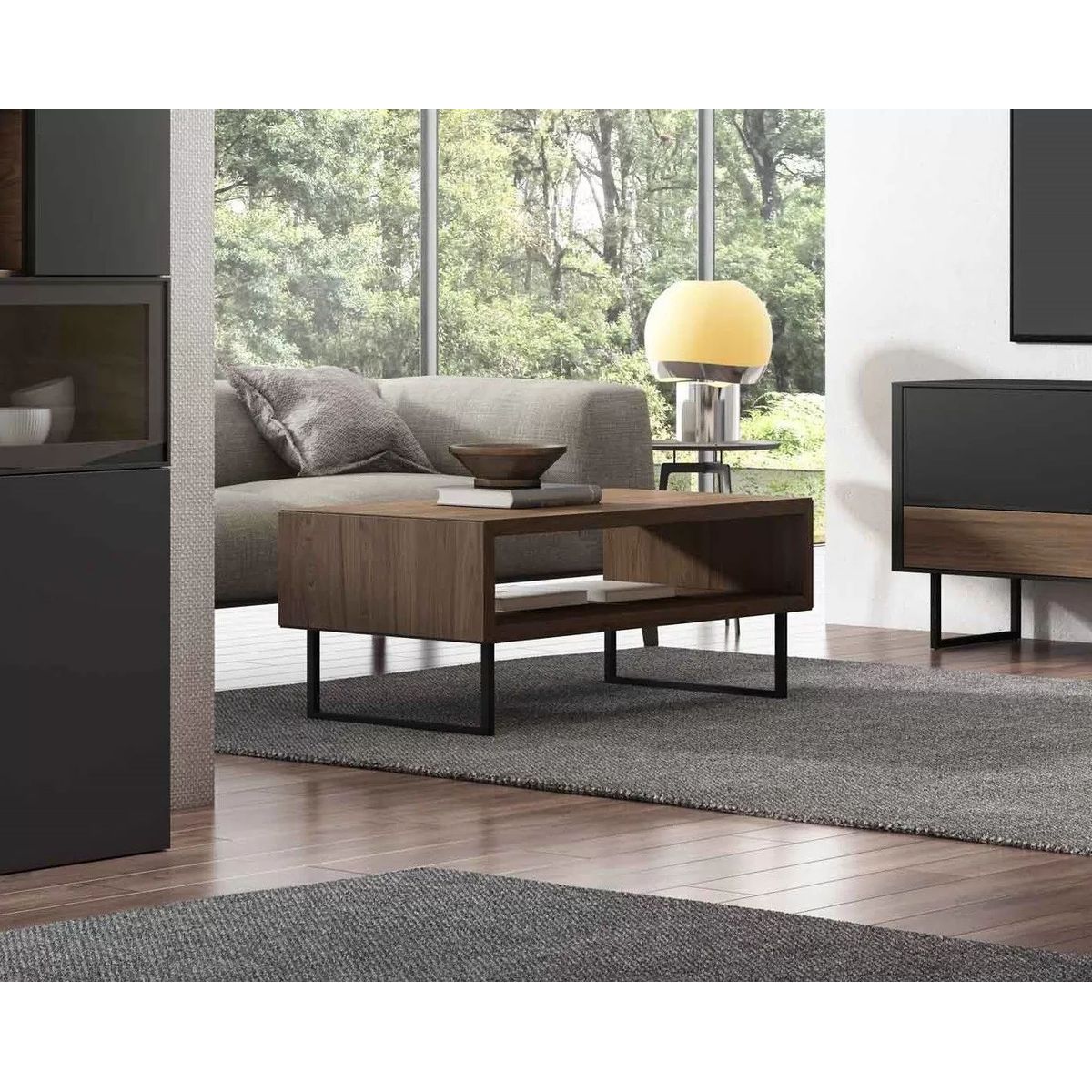 TU MESITA - Mesa de Centro con base metalica Bruno color Marrón TU MESITA