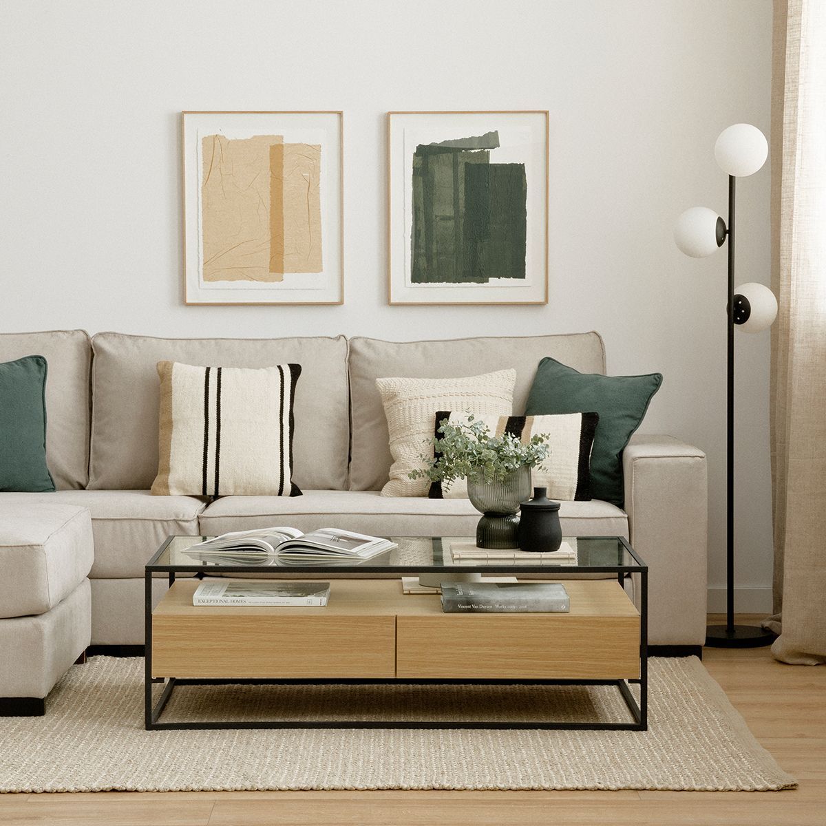 TU MESITA - Mesa de Centro industrial 2 cajones Manila color Duna TU MESITA