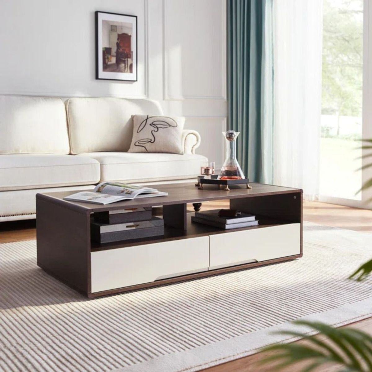 TU MESITA - Mesa de Centro 4 cajones Madeleine color Marrón/Blanco TU MESITA