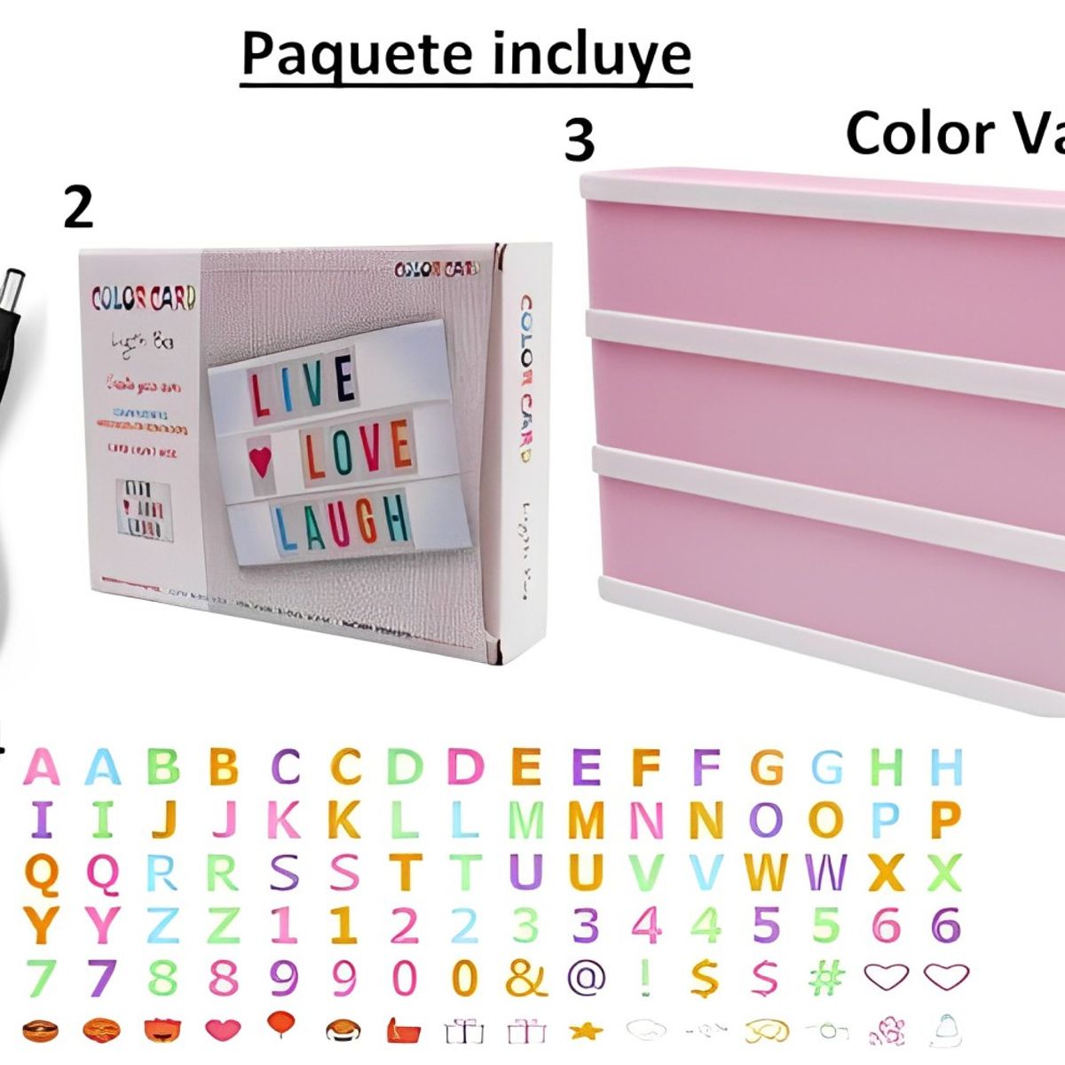 GENERICO - Pizarra Letrero LED Con Letras Intercambiables a Colores - Rosado