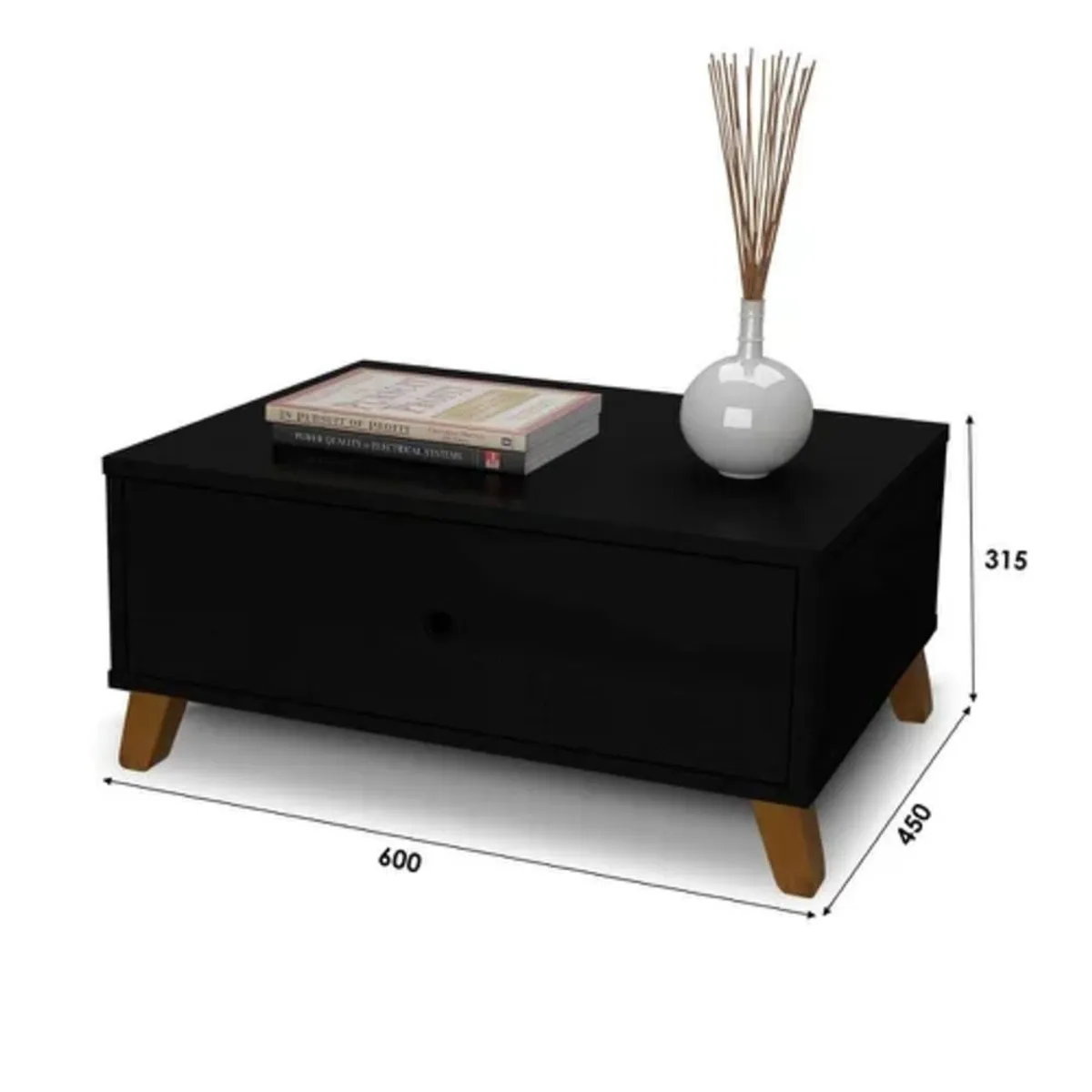 TU MESITA - Mesa de Centro Clásica multiusos 1 cajon Lucy color Negro TU MESITA