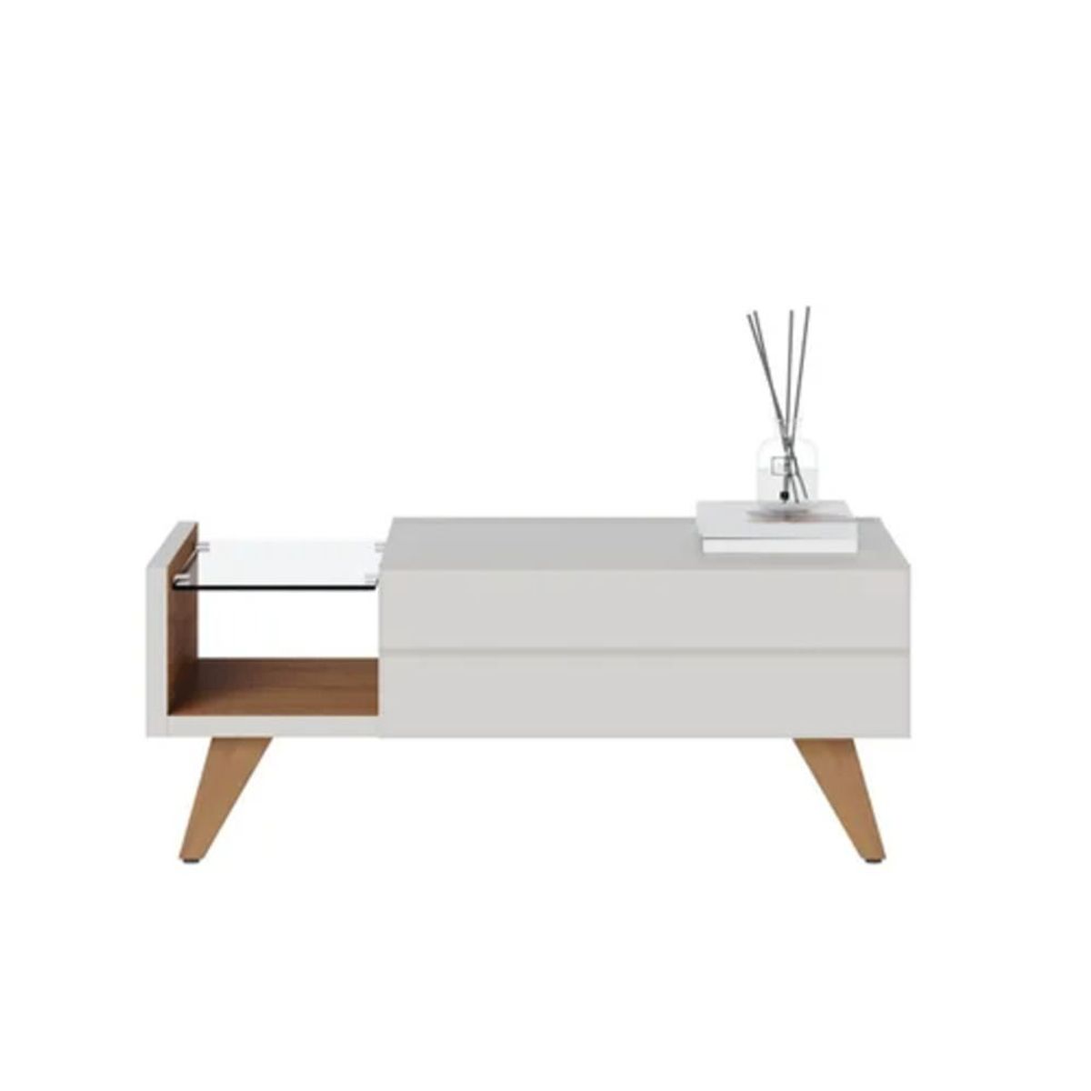 TU MESITA - Moderna Mesa de Centro 1 cajon Escocia color Blanco TU MESITA