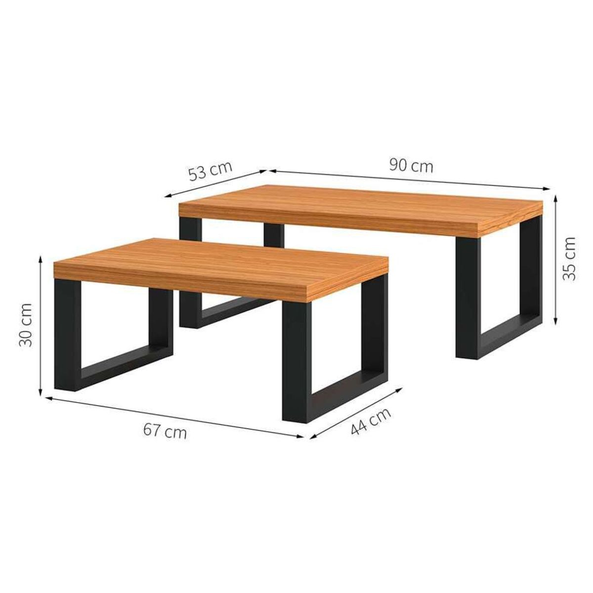 TU MESITA - Mesa de Centro funcionales set x2 Artur color Duna/Negro TU MESITA