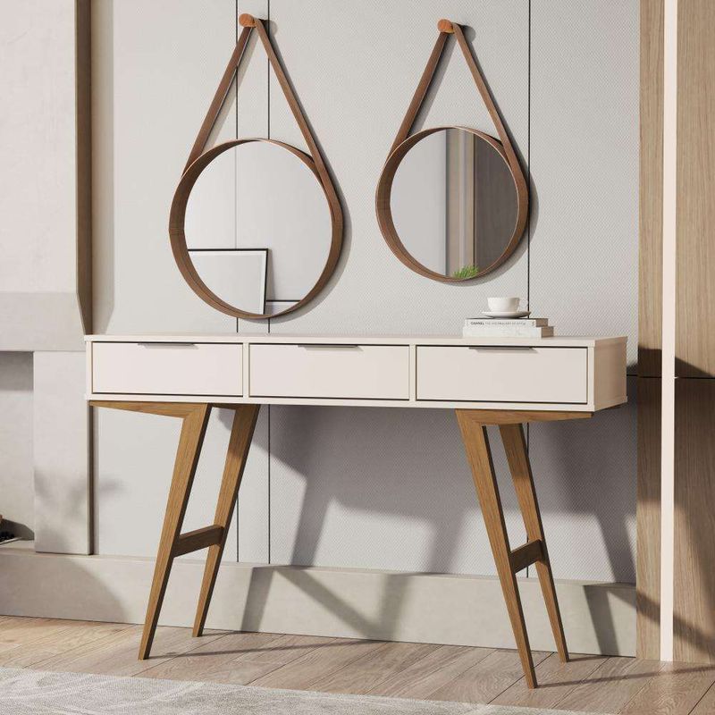 TU MESITA - Mesa recibidora Nórdica 3 cajones Opra color Blanco/Duna TU MESITA