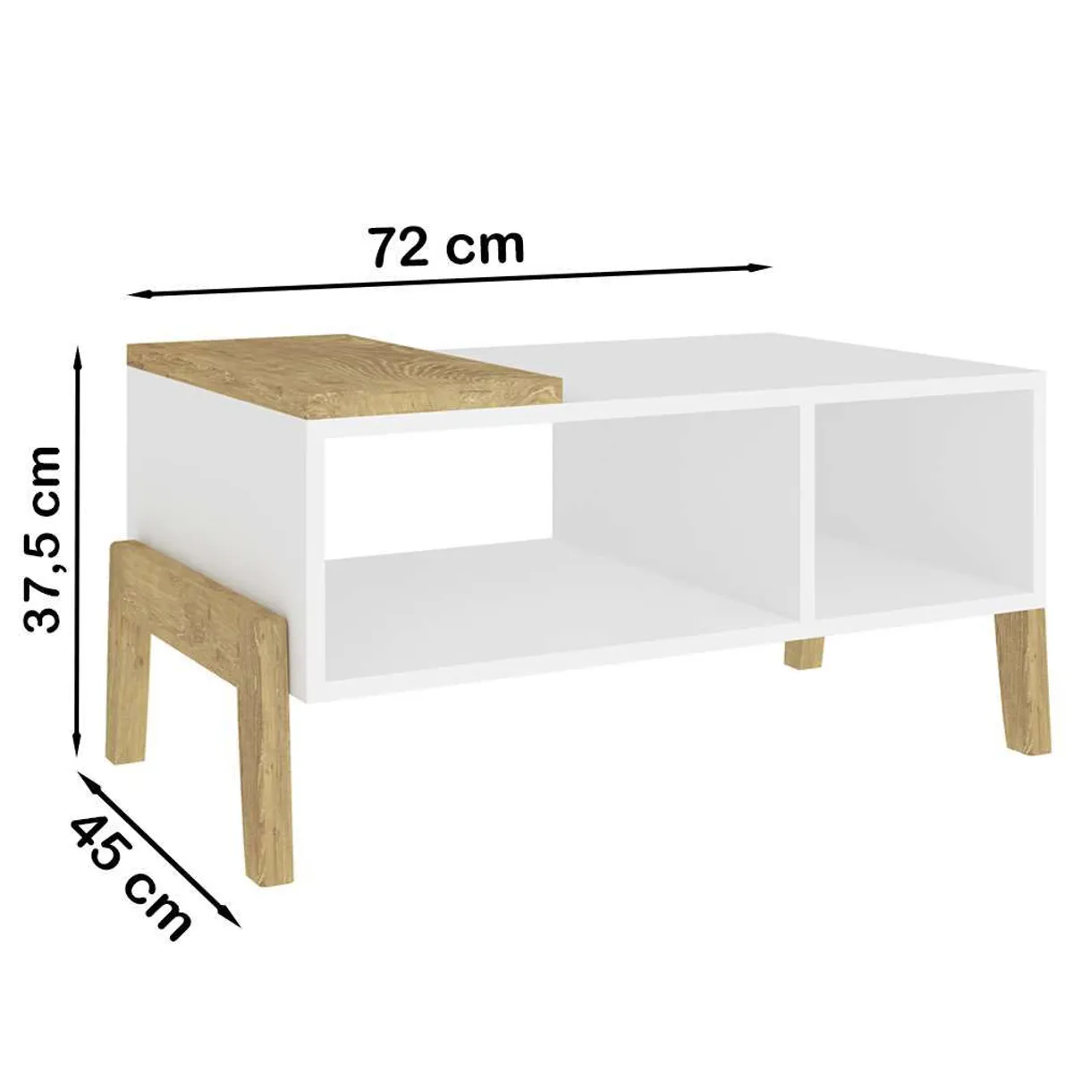 TU MESITA - Moderna Mesa de Centro Platón color Blanco/Haya TU MESITA