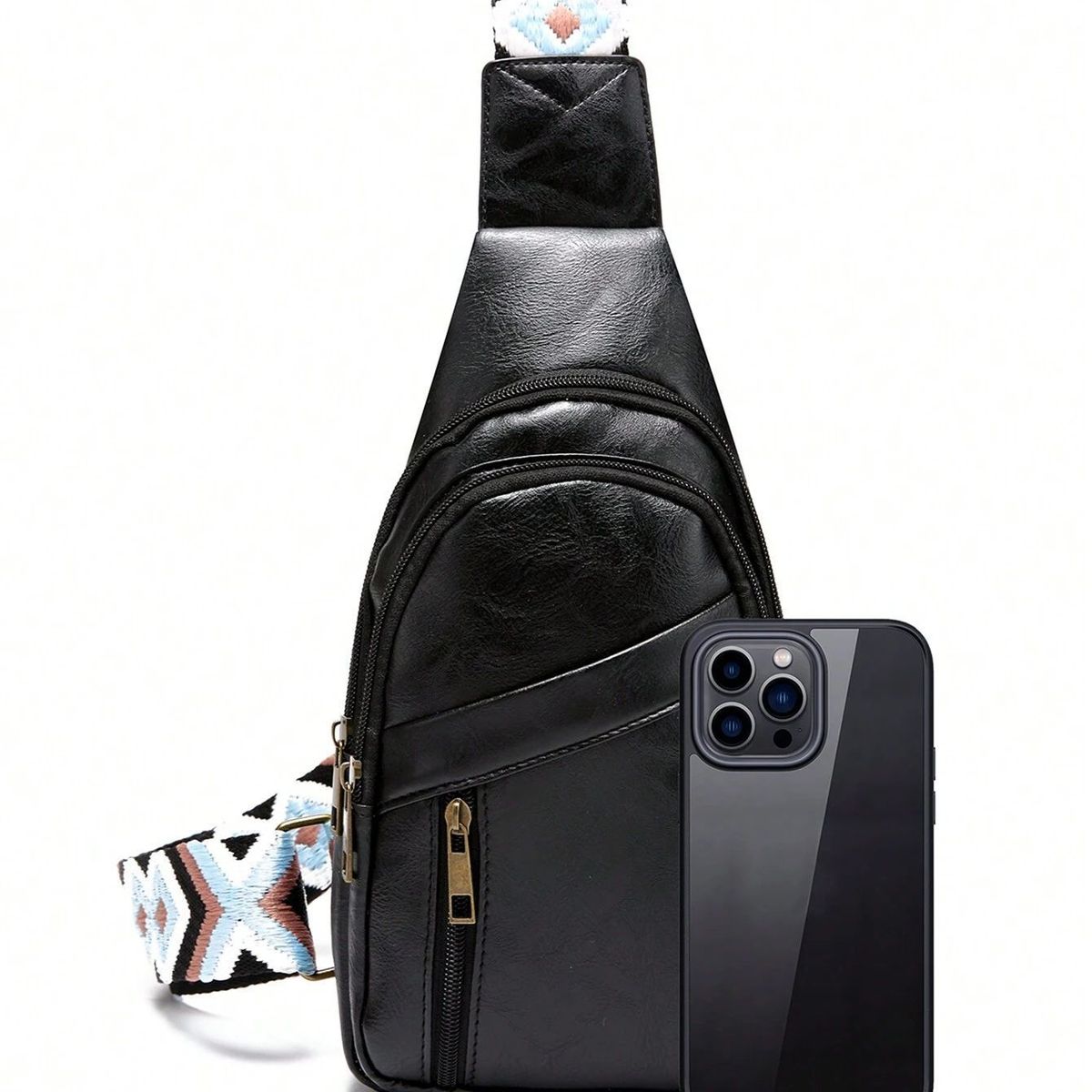 SIIHENRRY - Siihenrry - Mochila cruzada de Cuero Vegano PG-806-PU-BK Negro