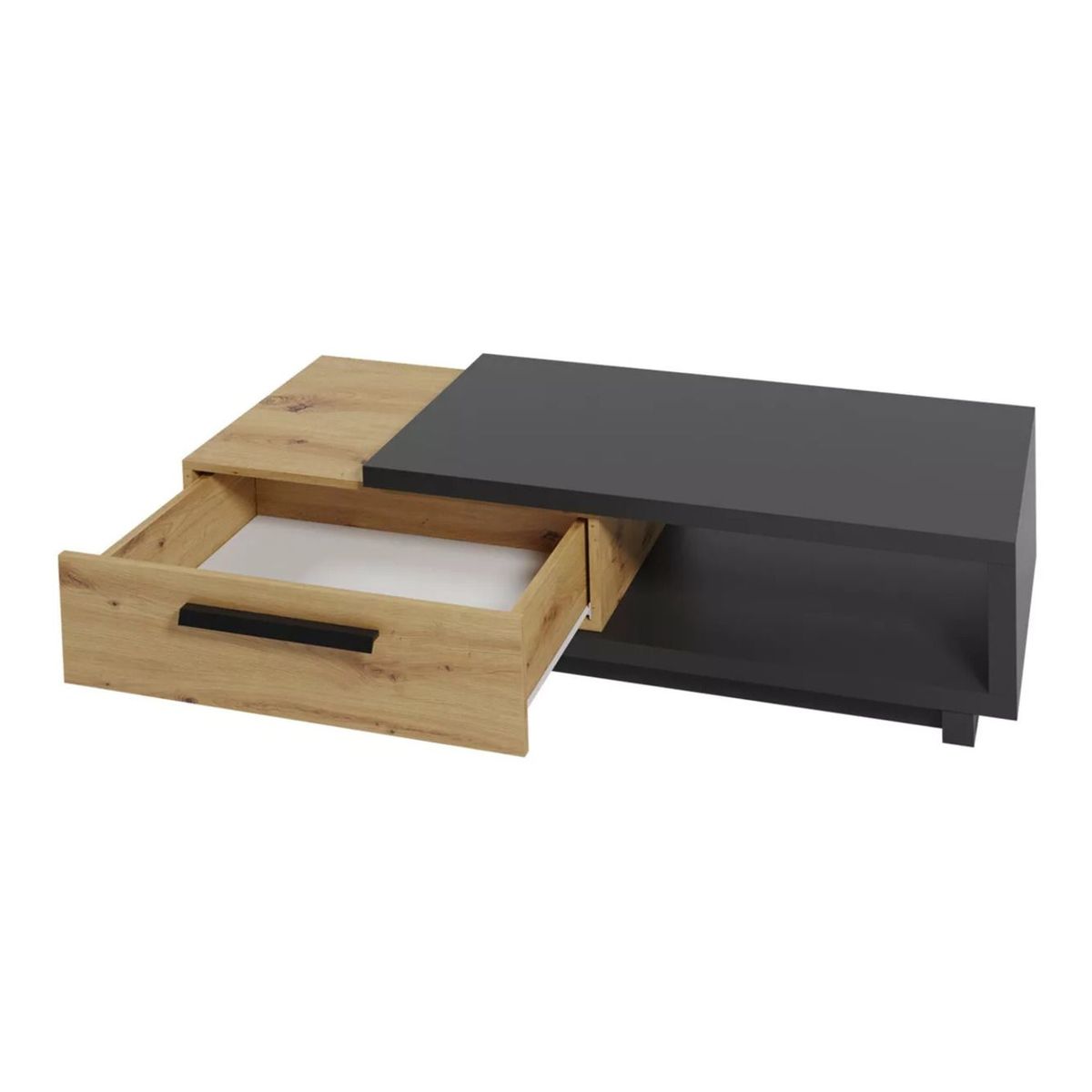 TU MESITA - Mesa de Centro 1 cajón Aura color Negro/Macadamia TU MESITA