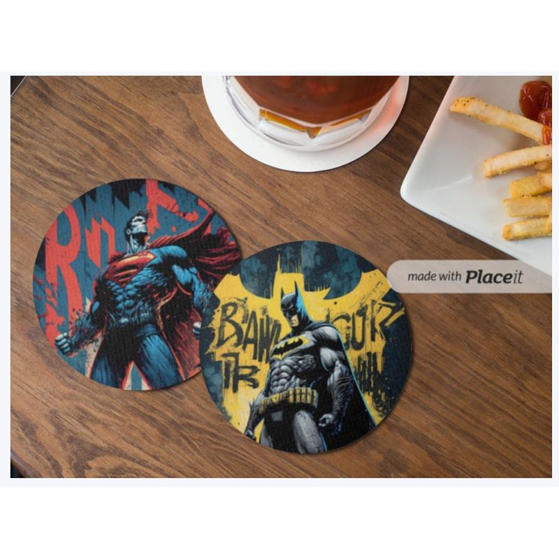 GENERICO - Pack x 4 Posavasos Mdf con base de corcho Batman Vs Superman