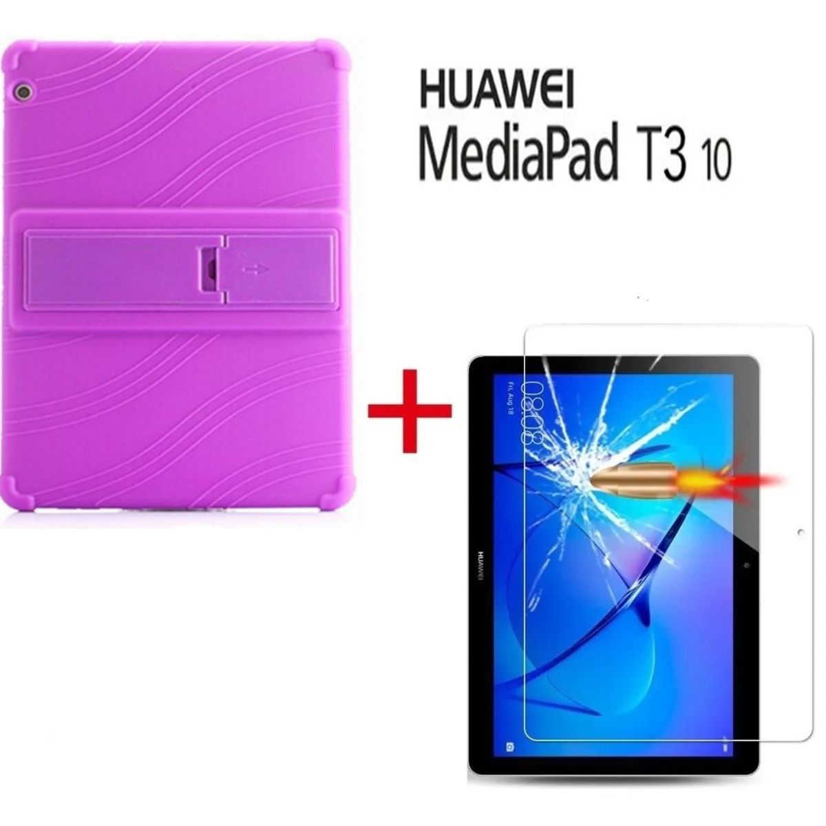 GENERICO - Funda Anti Golpes + Mica de Vidrio para Huawei MediaPad T3 10 Case