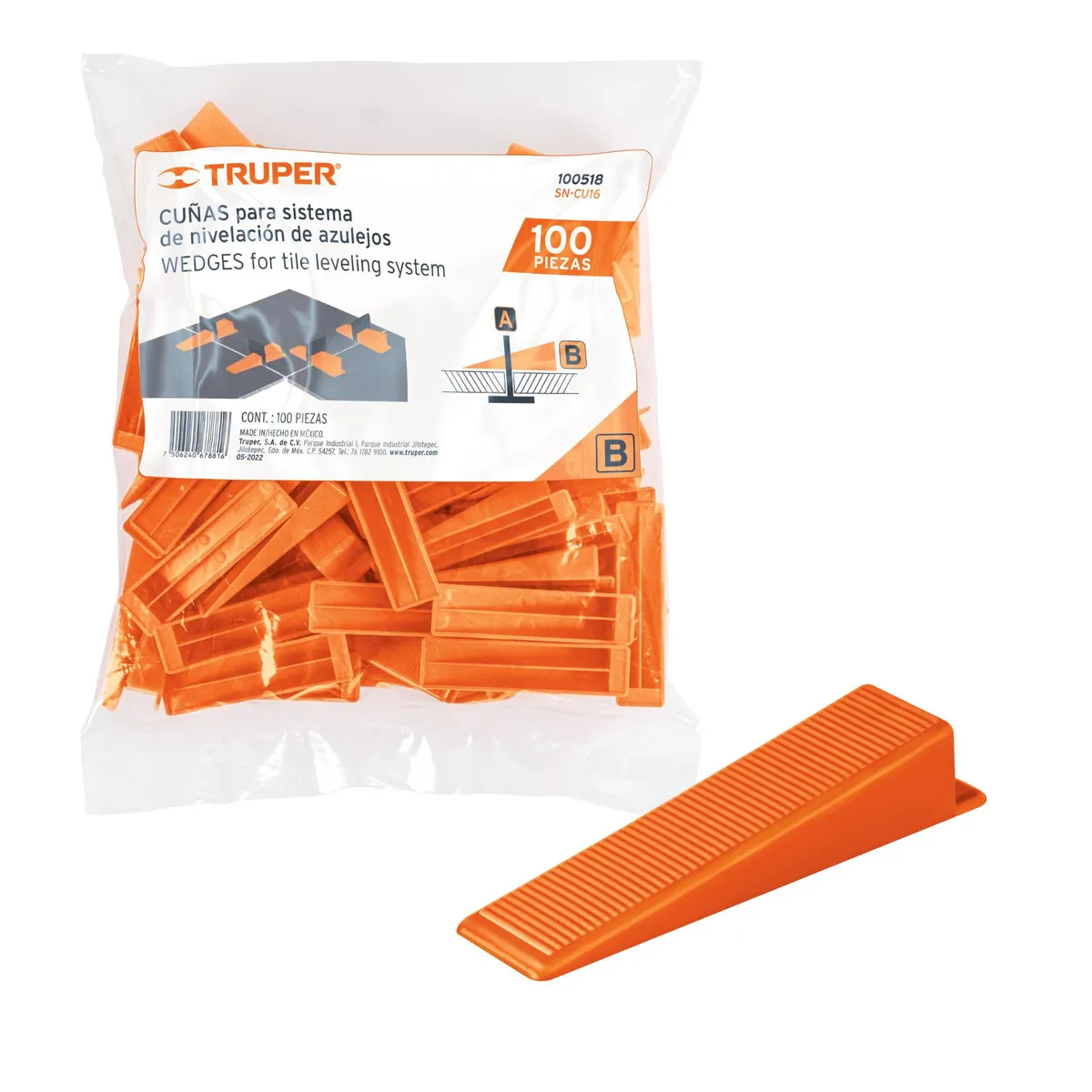TRUPER - Cuña nivelación de porcelanatos nivelador de mayolica 100Pzas Truper