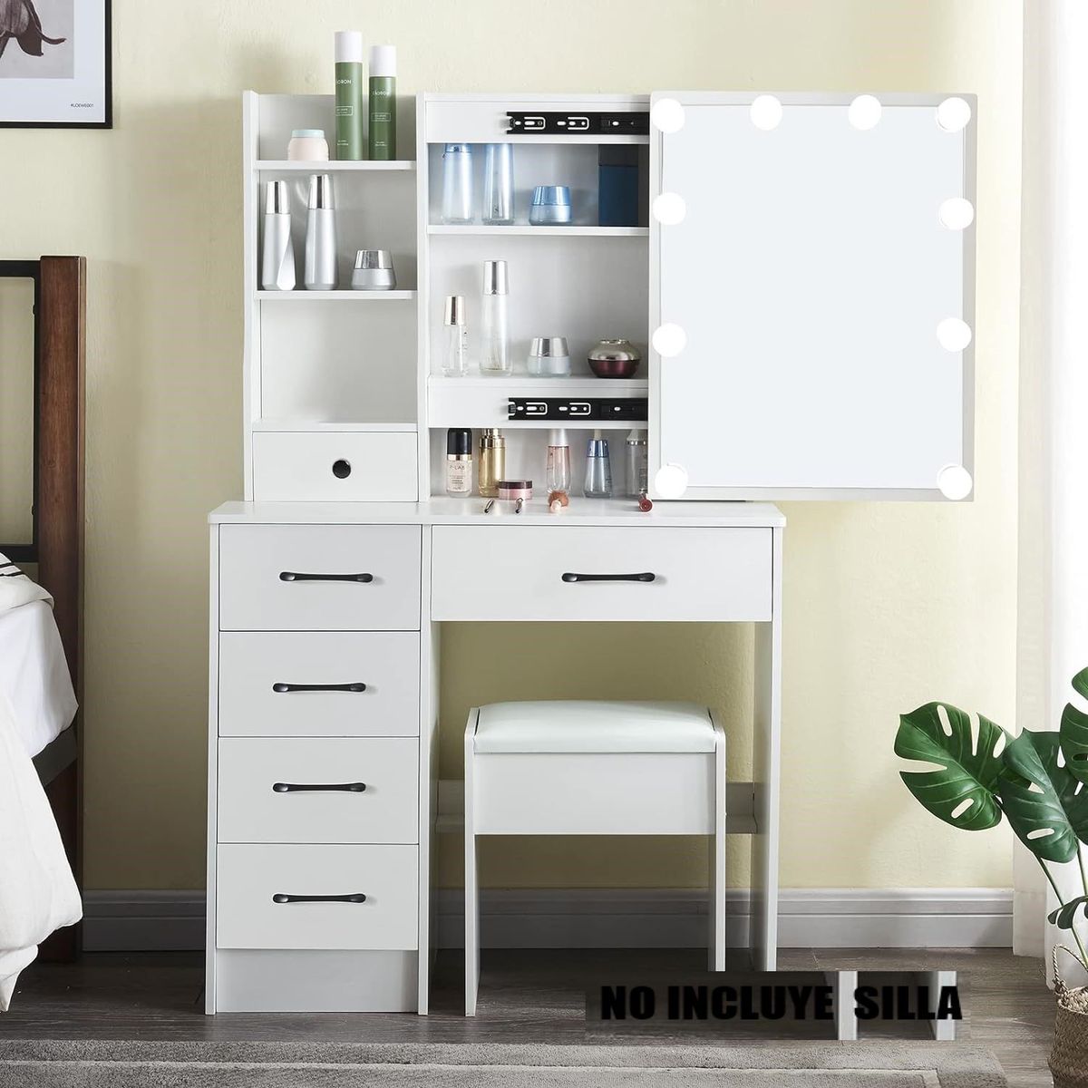 TU MESITA - Tocador con Espejo y Luces Belinda color Blanco TU MESITA