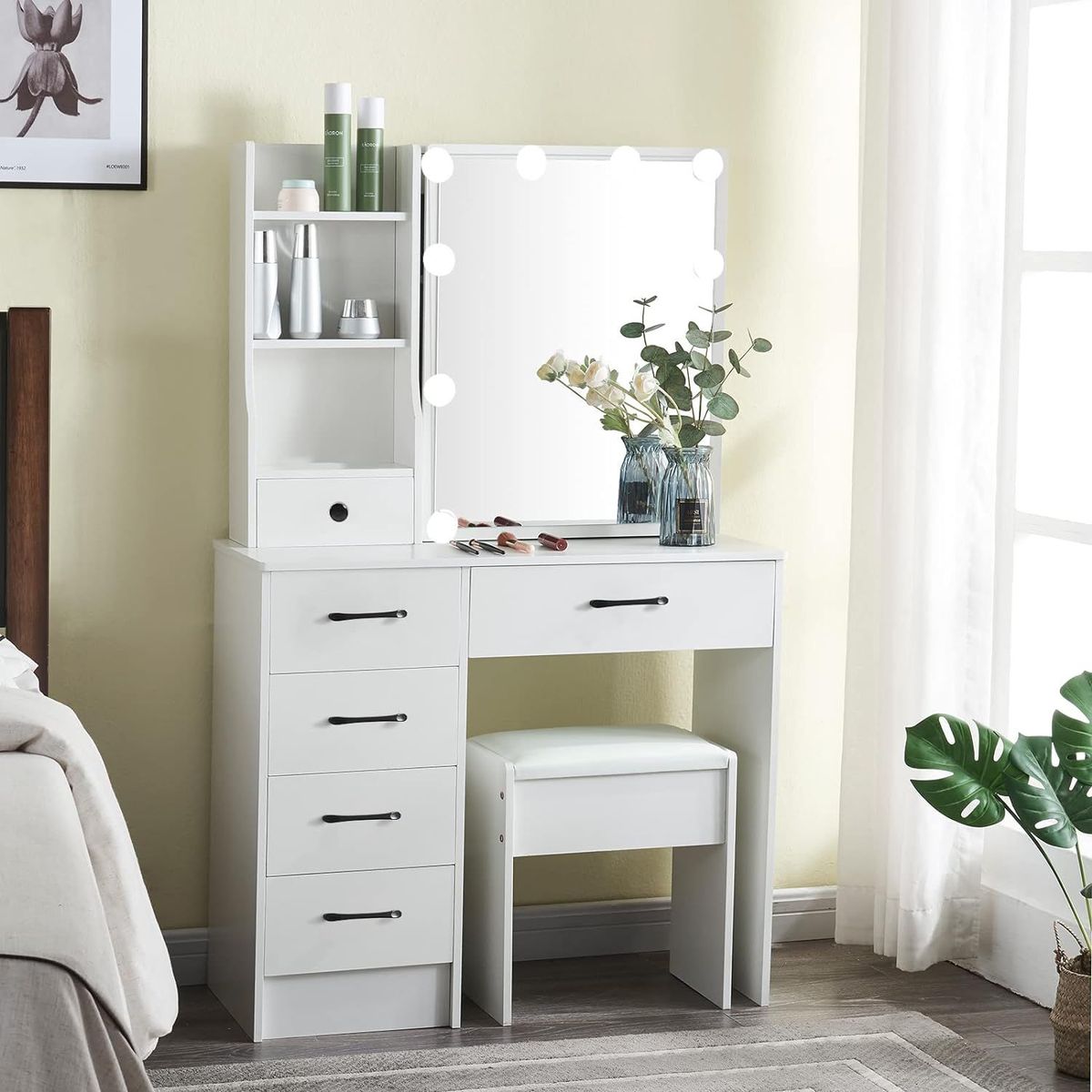 TU MESITA - Tocador con Espejo y Luces Belinda color Blanco TU MESITA