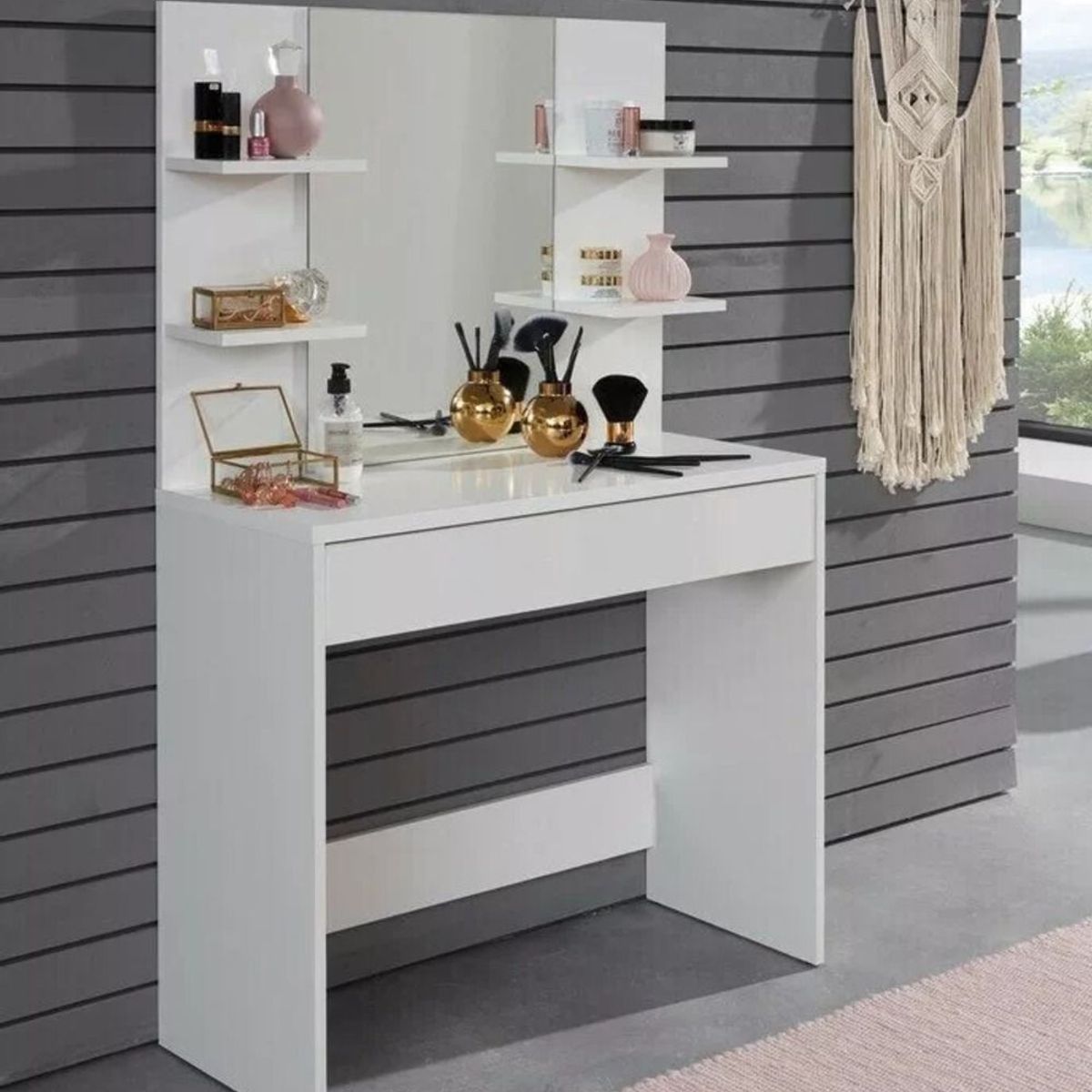 TU MESITA - Tocador con espejo 1 cajón Xintia color Blanco TU MESITA