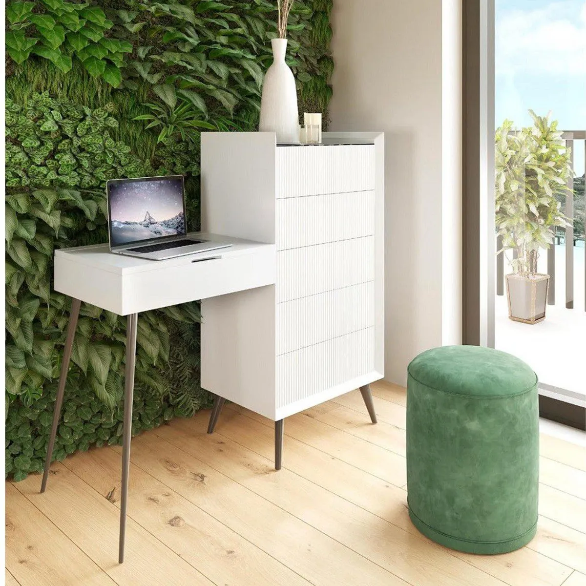 TU MESITA - Tocador Moderno con 5 cajones Eliane color Blanco TU MESITA