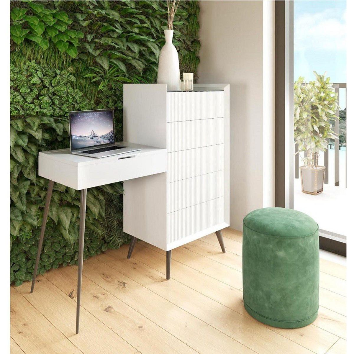 TU MESITA - Tocador Moderno con 5 cajones Eliane color Blanco TU MESITA