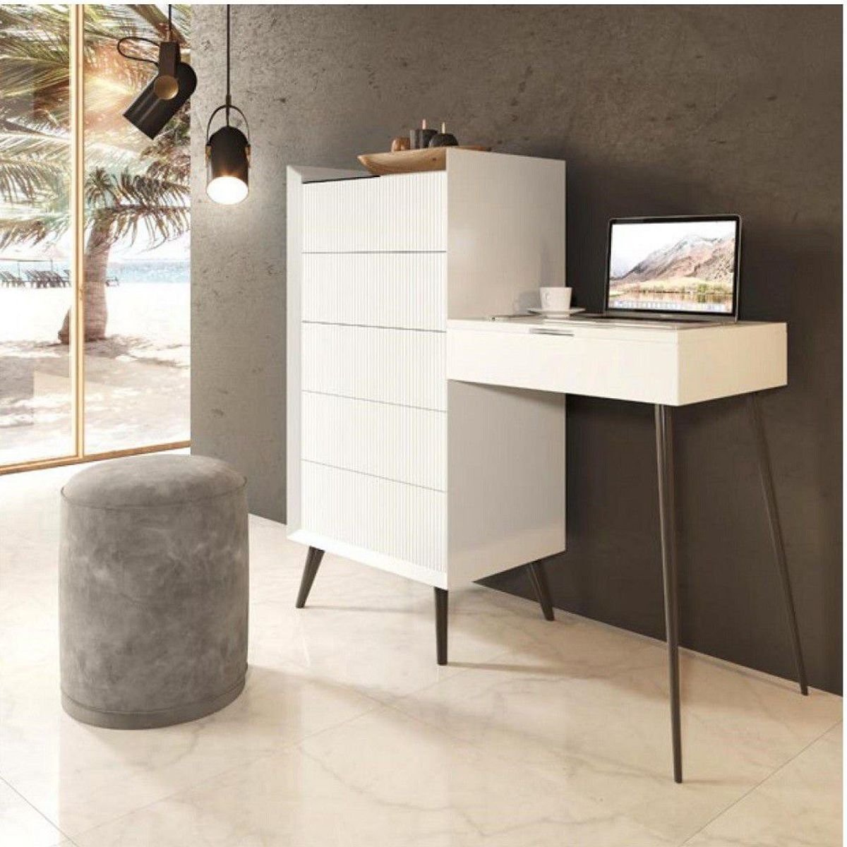 TU MESITA - Tocador Moderno con 5 cajones Eliane color Blanco TU MESITA