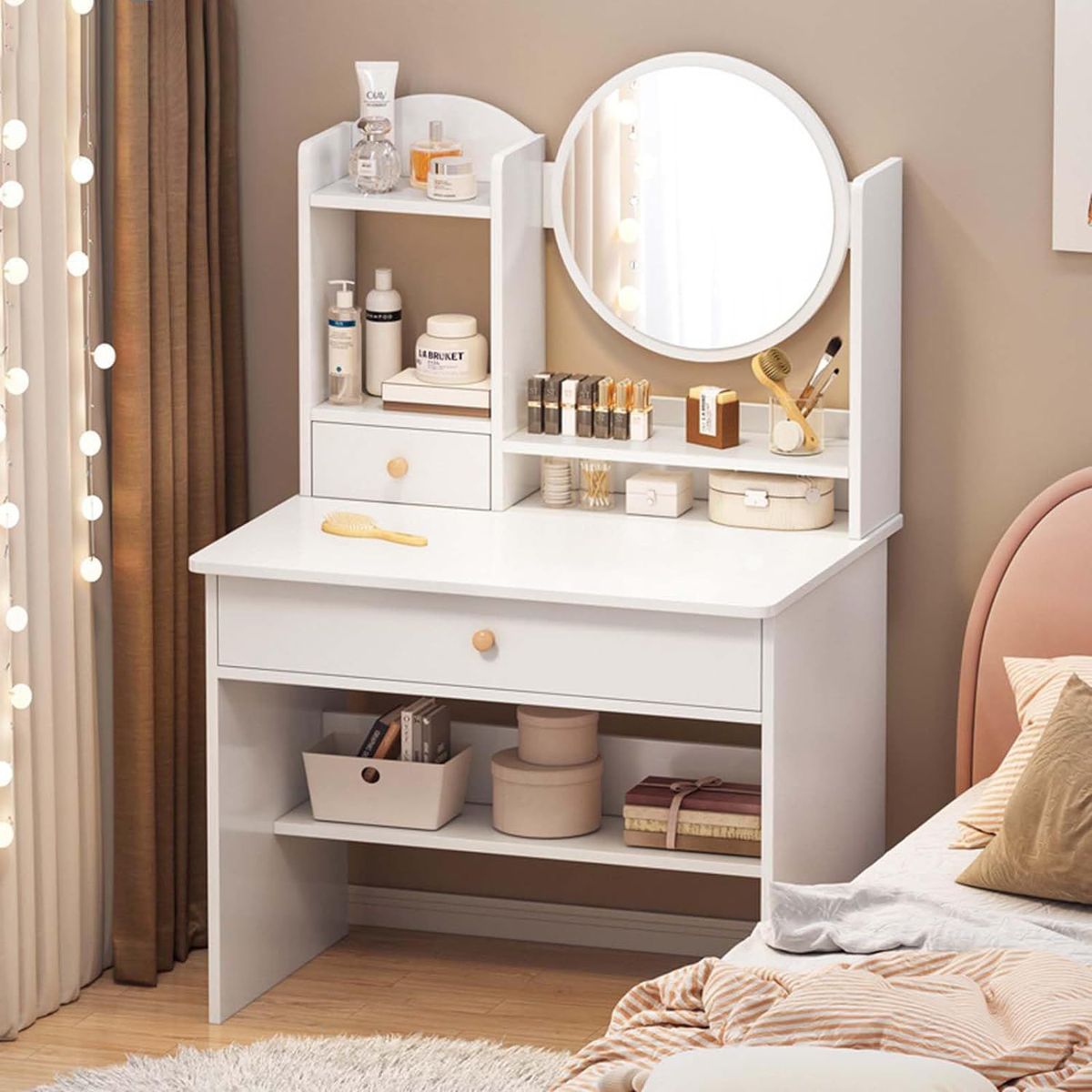 TU MESITA - Tocador Moderno con espejo Trinidad color Blanco TU MESITA