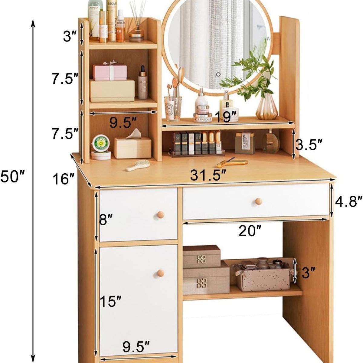 TU MESITA - Tocador con Espejo luces Rosé TU MESITA
