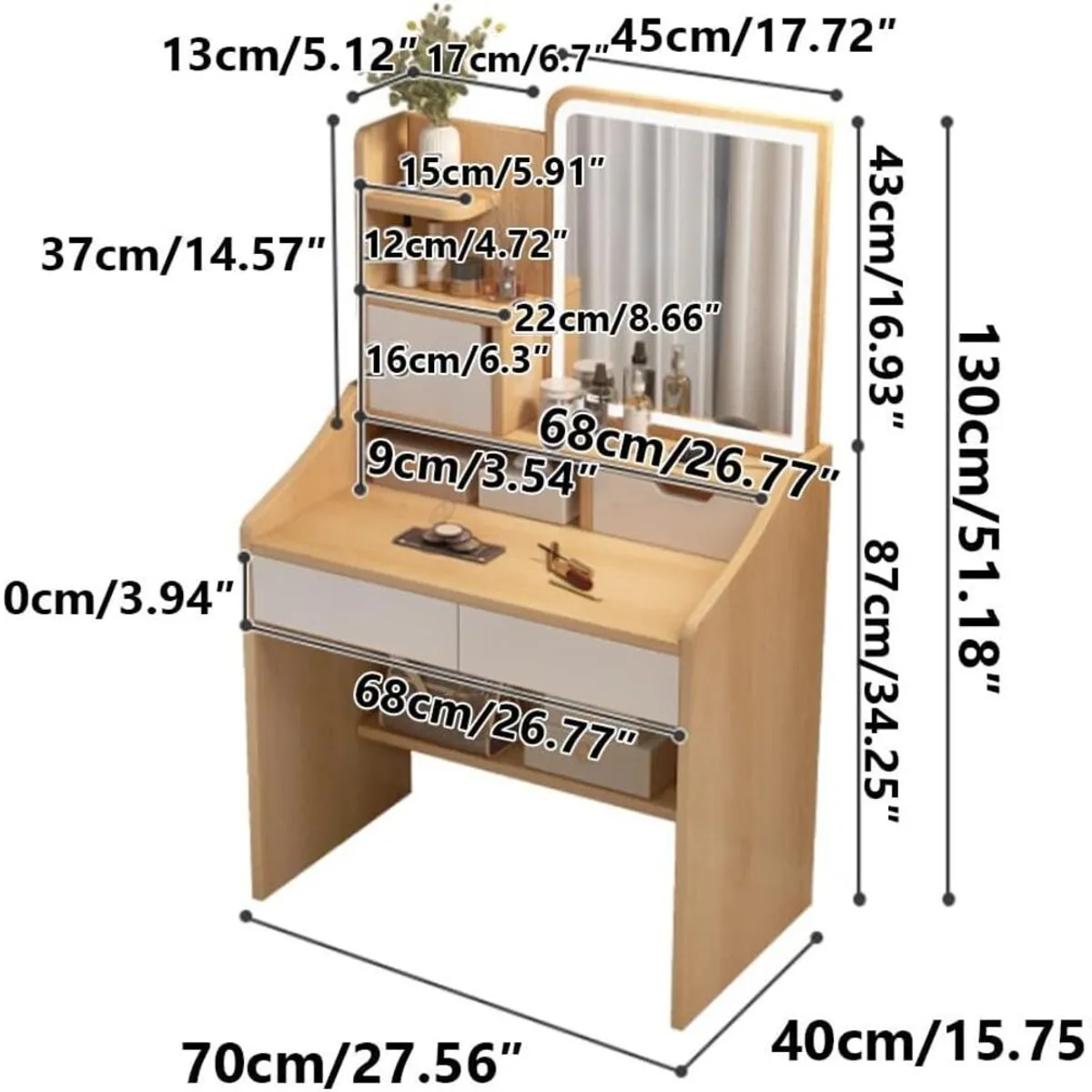 TU MESITA - Tocador con espejo Dulcelia color Marrón TU MESITA