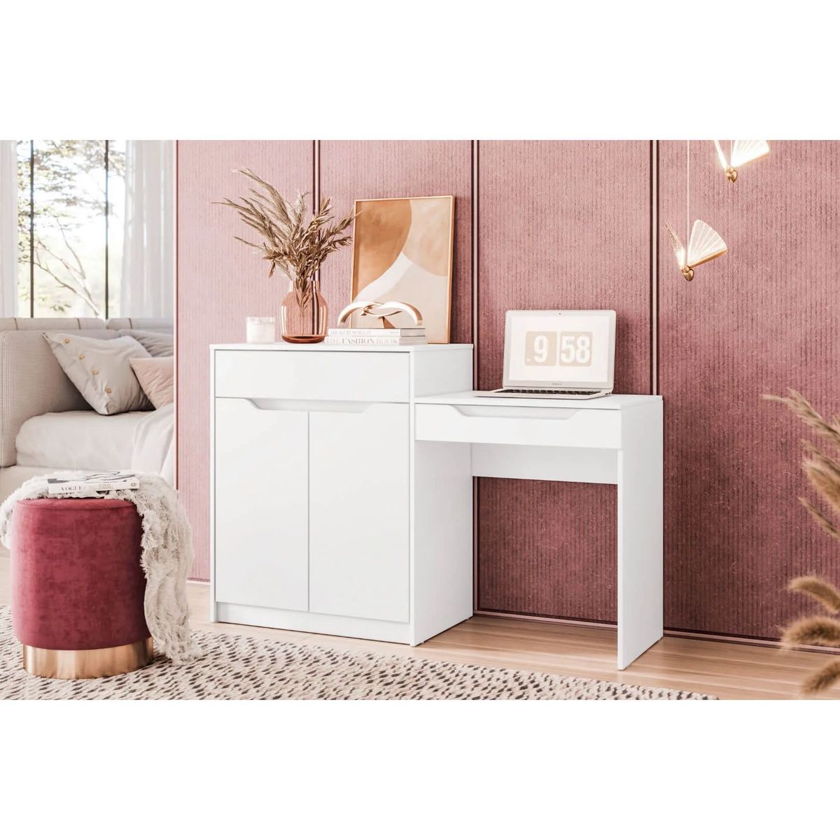 TU MESITA - Tocador Moderno Zurich con espejo color Blanco TU MESITA