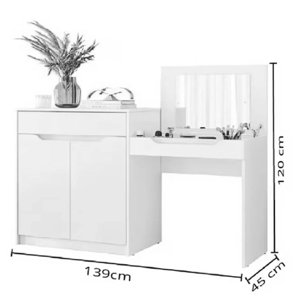 TU MESITA - Tocador Moderno Zurich con espejo color Duna/Blanco TU MESITA