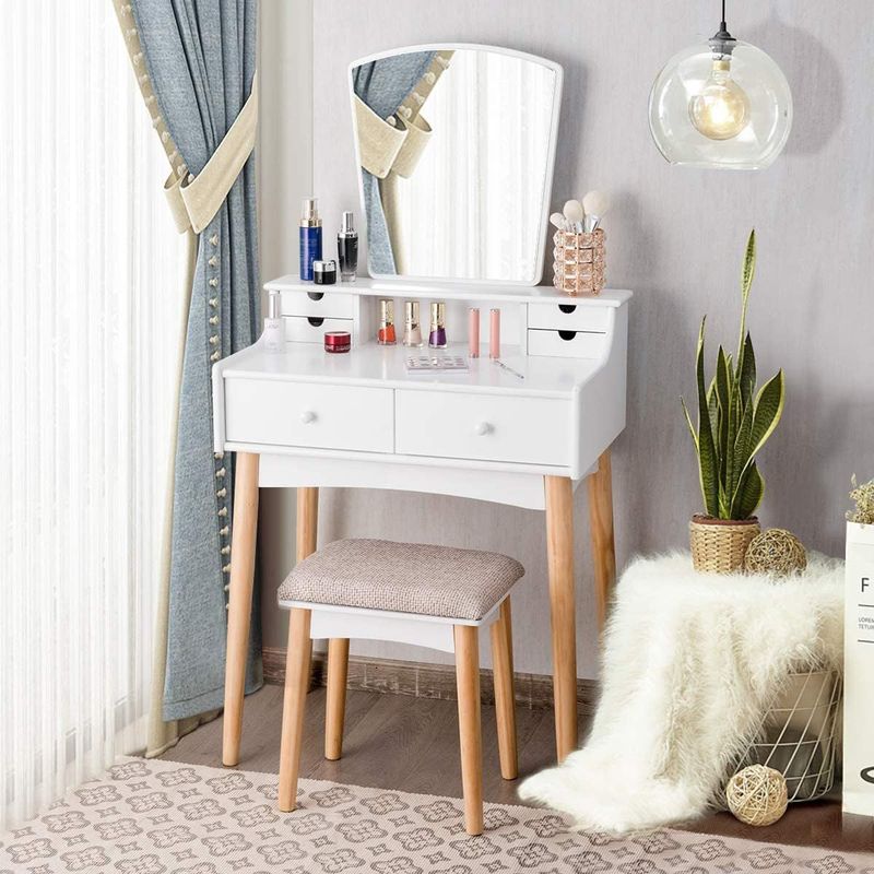 TU MESITA - Tocador Moderno Selene 2 cajones mas espejo TU MESITA color Blanco