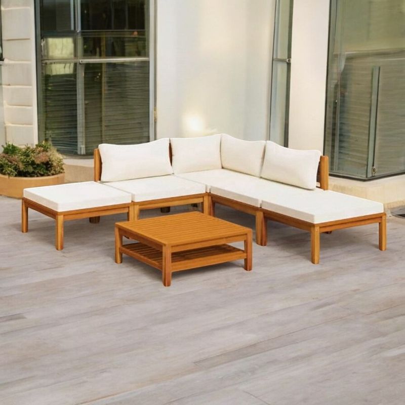 MOVENDA - Sofá seccional de terraza Alcedo 5 personas con mesa Movenda