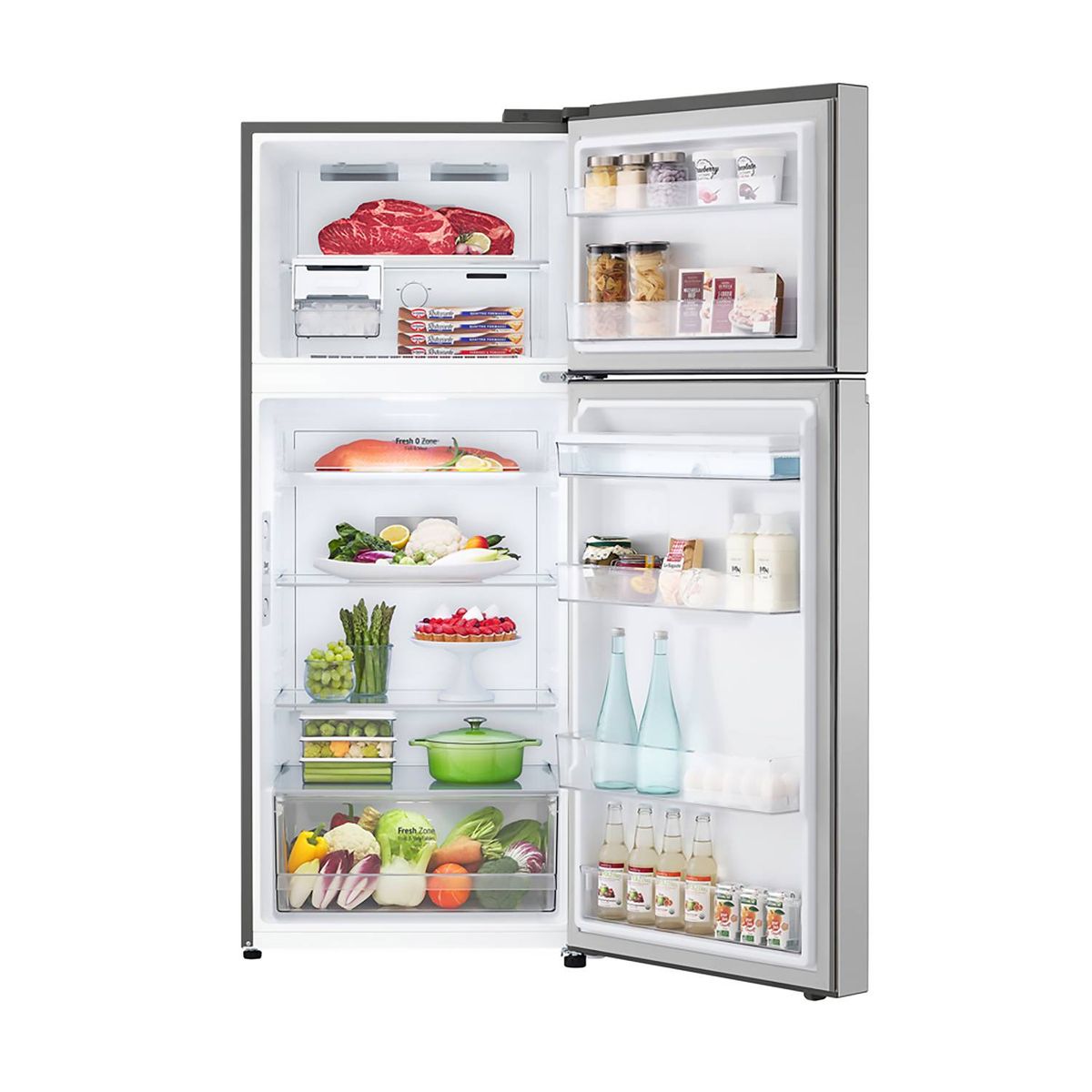 LG - Refrigeradora LG GT37SGP 374 Litros Top Freezer No Frost plateada