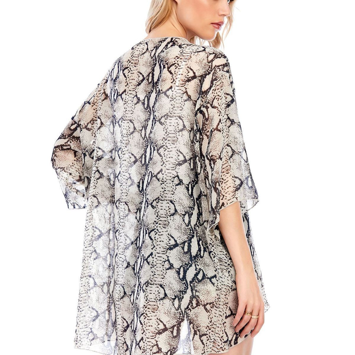 KAST PE - Kimono Mujer Cardigan blusa abierta Snake - Gris Beige - Talla L