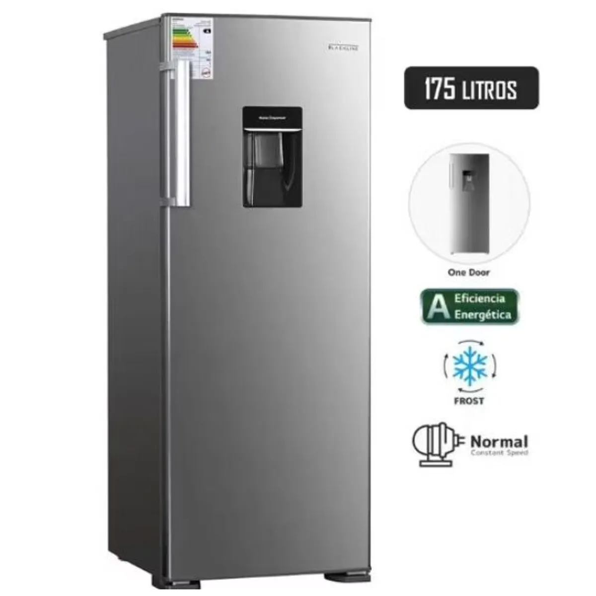BLACKLINE - REFRIGERADORA BLACKLINE 175 L CON DISP DE AGUA PLATEADO - 1PD
