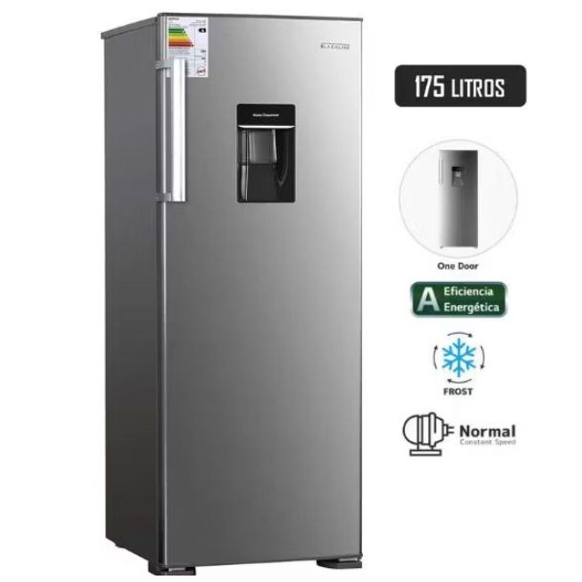 BLACKLINE - REFRIGERADORA BLACKLINE 175 L CON DISP DE AGUA PLATEADO - 1PD