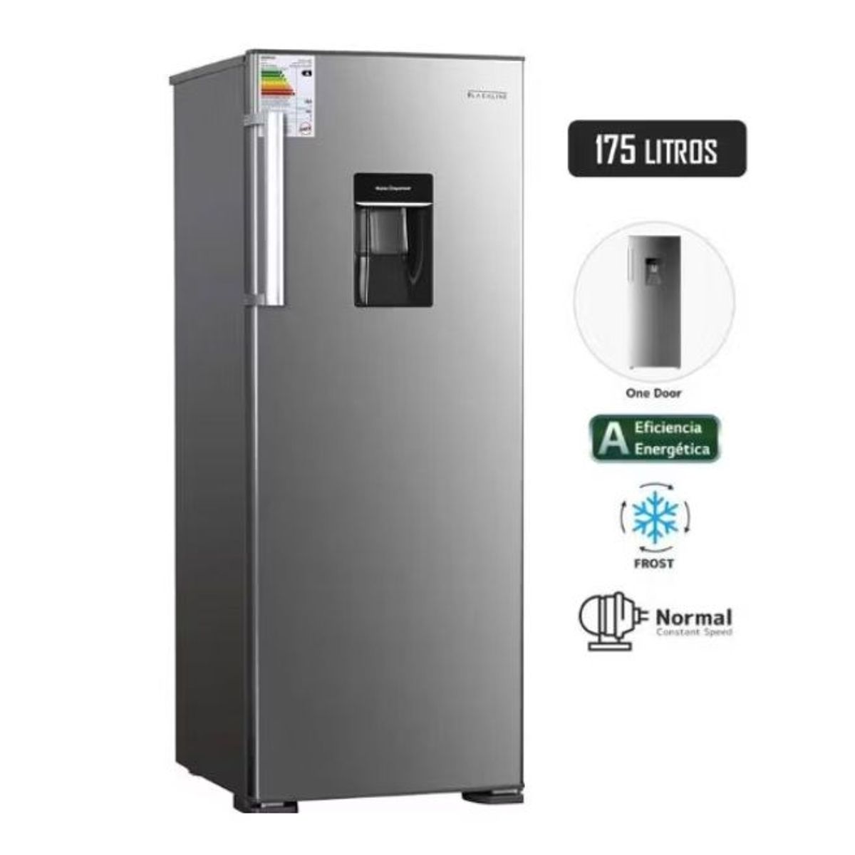 BLACKLINE - REFRIGERADORA BLACKLINE 175 L CON DISP DE AGUA PLATEADO - 1PD