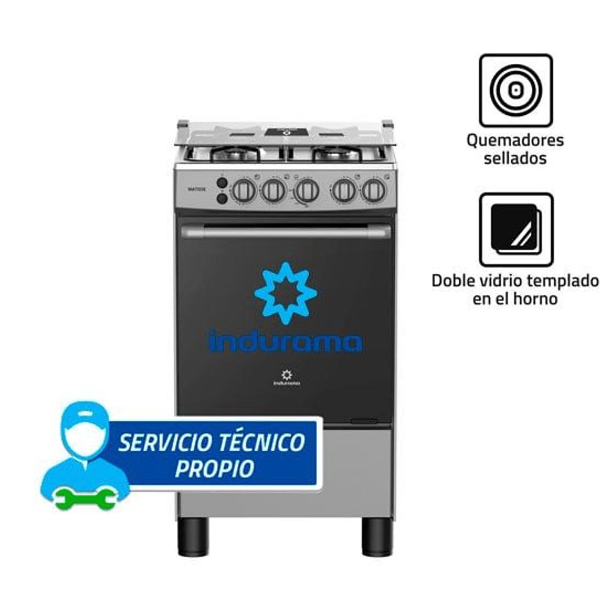 INDURAMA - Cocina 20" 4 Hornillas con Encendido Eléctrico Matisse