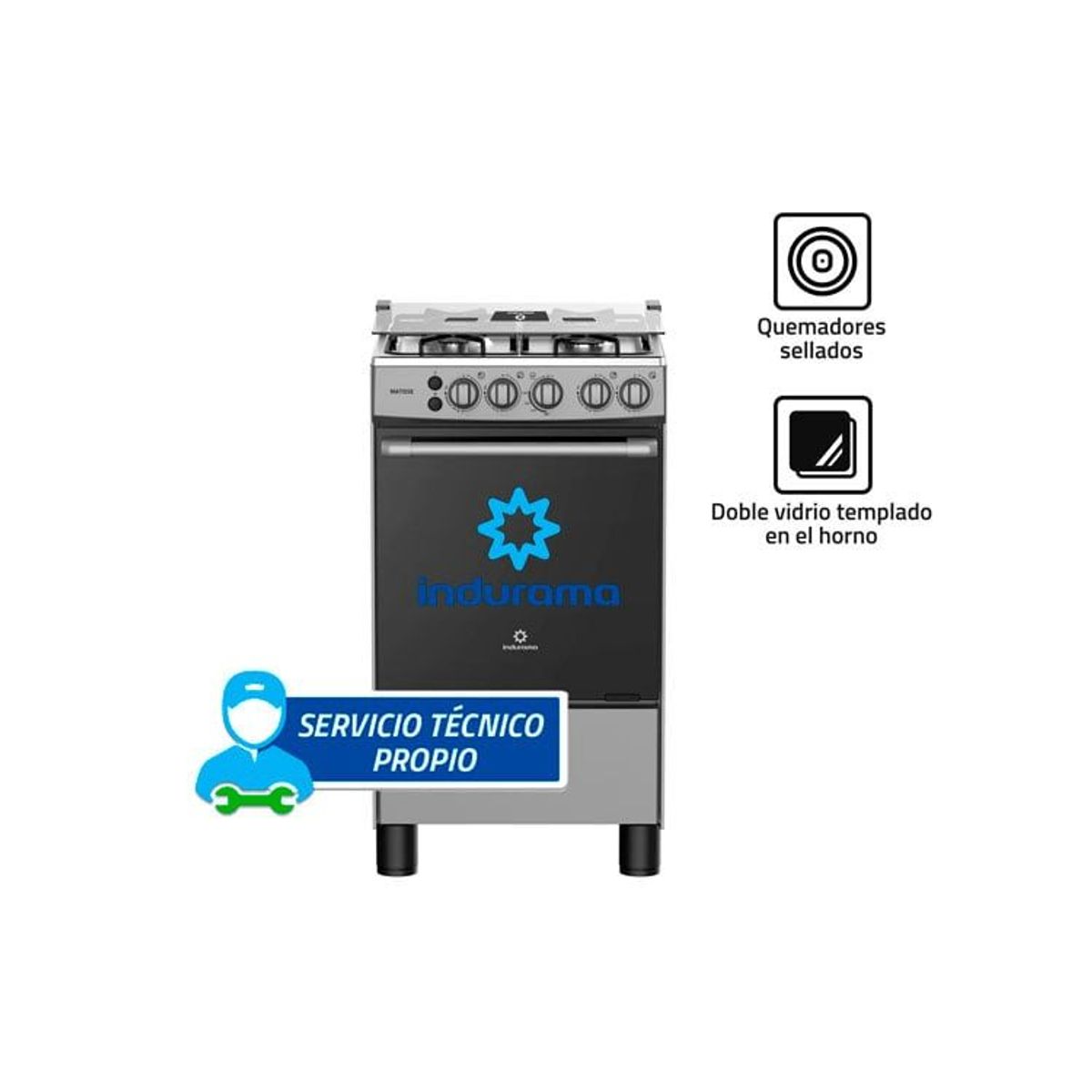 INDURAMA - Cocina 20" 4 Hornillas con Encendido Eléctrico Matisse