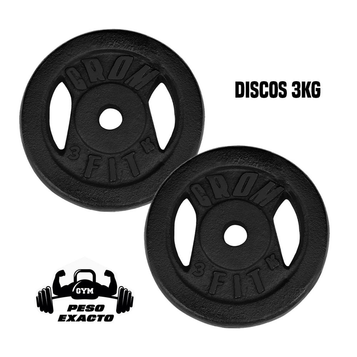 HOLGU - Pesas 2 Discos 3kg Peso Exacto Hierro Fundido