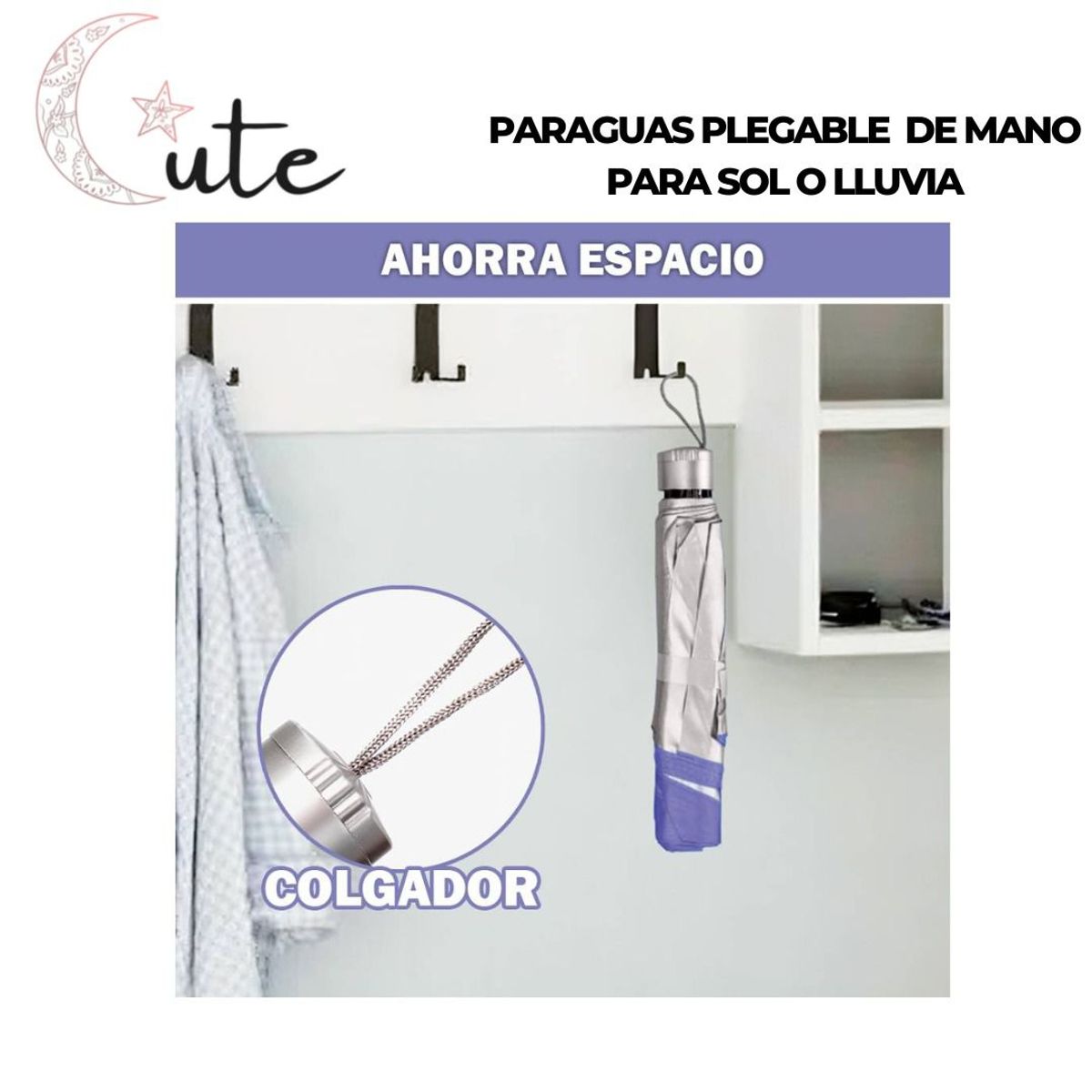 GENERICO - PARAGUAS PLEGABLE SOMBRILLA DE MANO